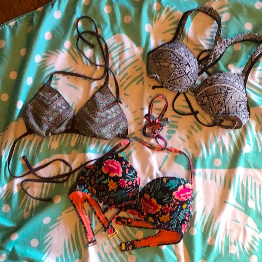 3 bikini tops, size small, as is